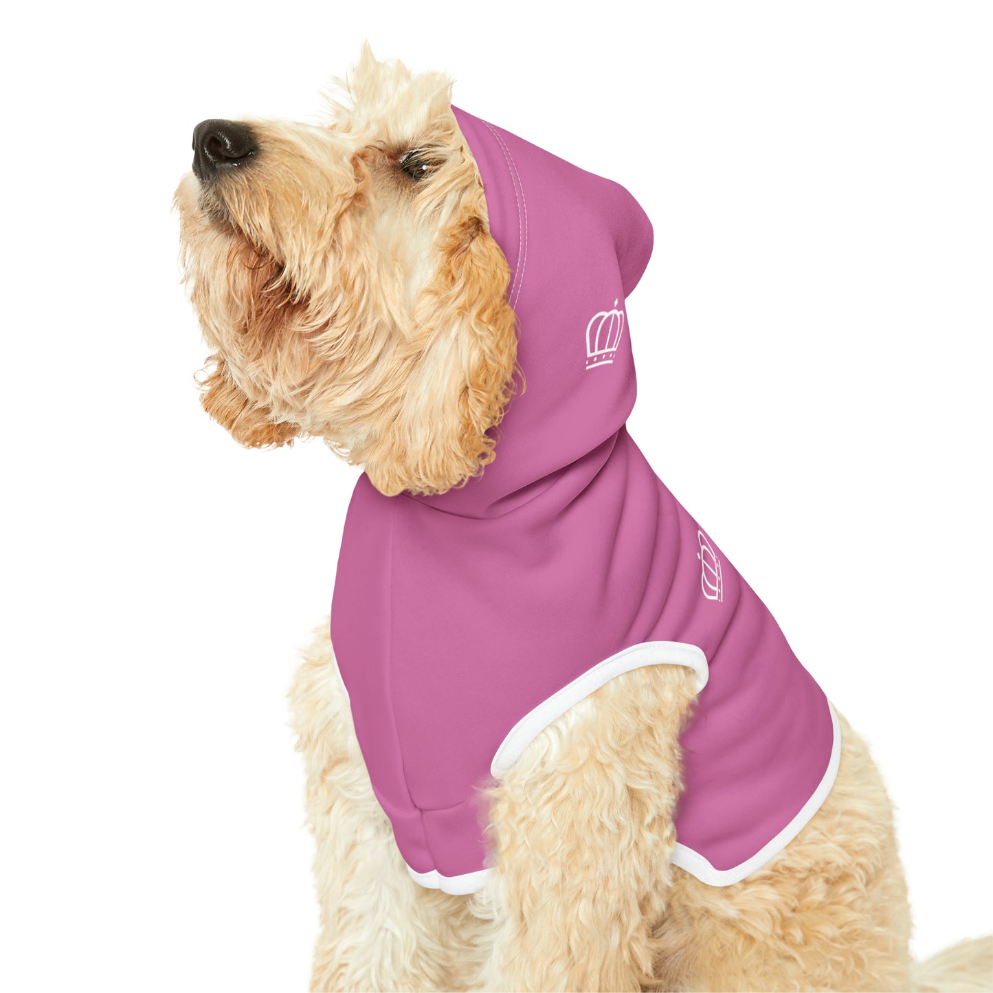 Purple on white pet hoodie