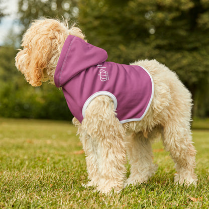 Purple on white pet hoodie