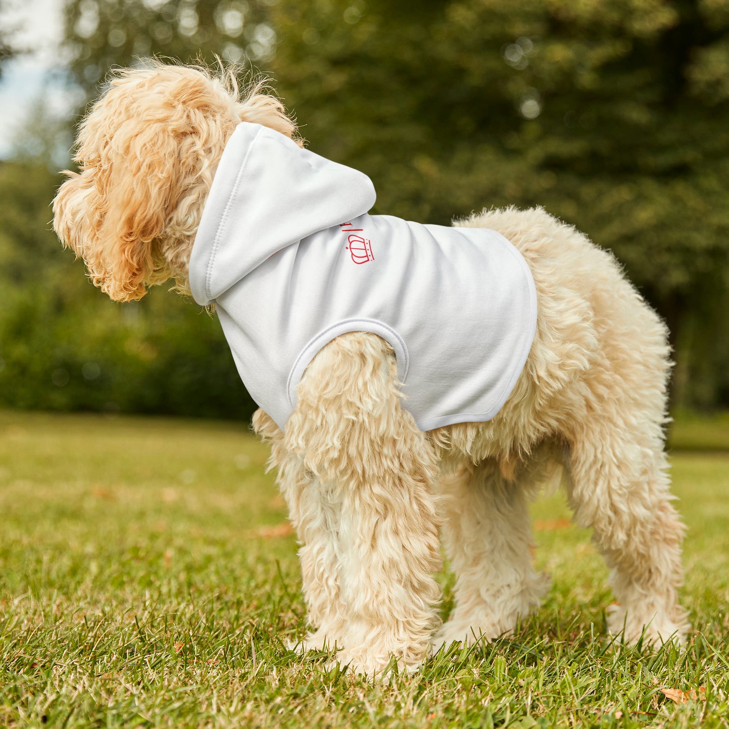 White On Red Pet Hoodie