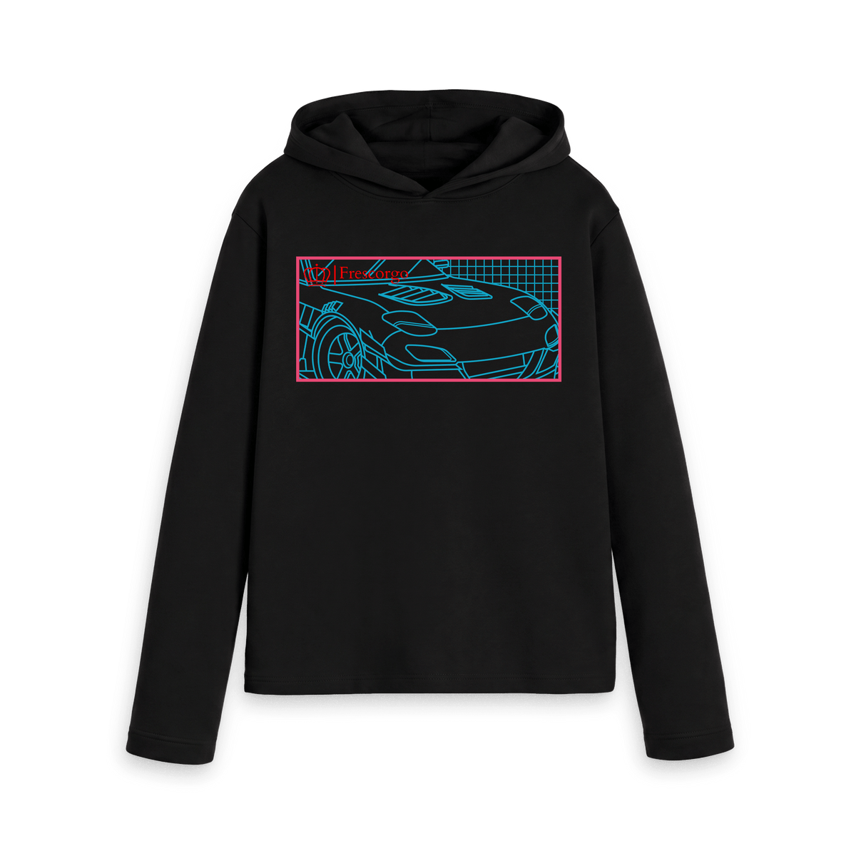 Black Printed Hoody Front