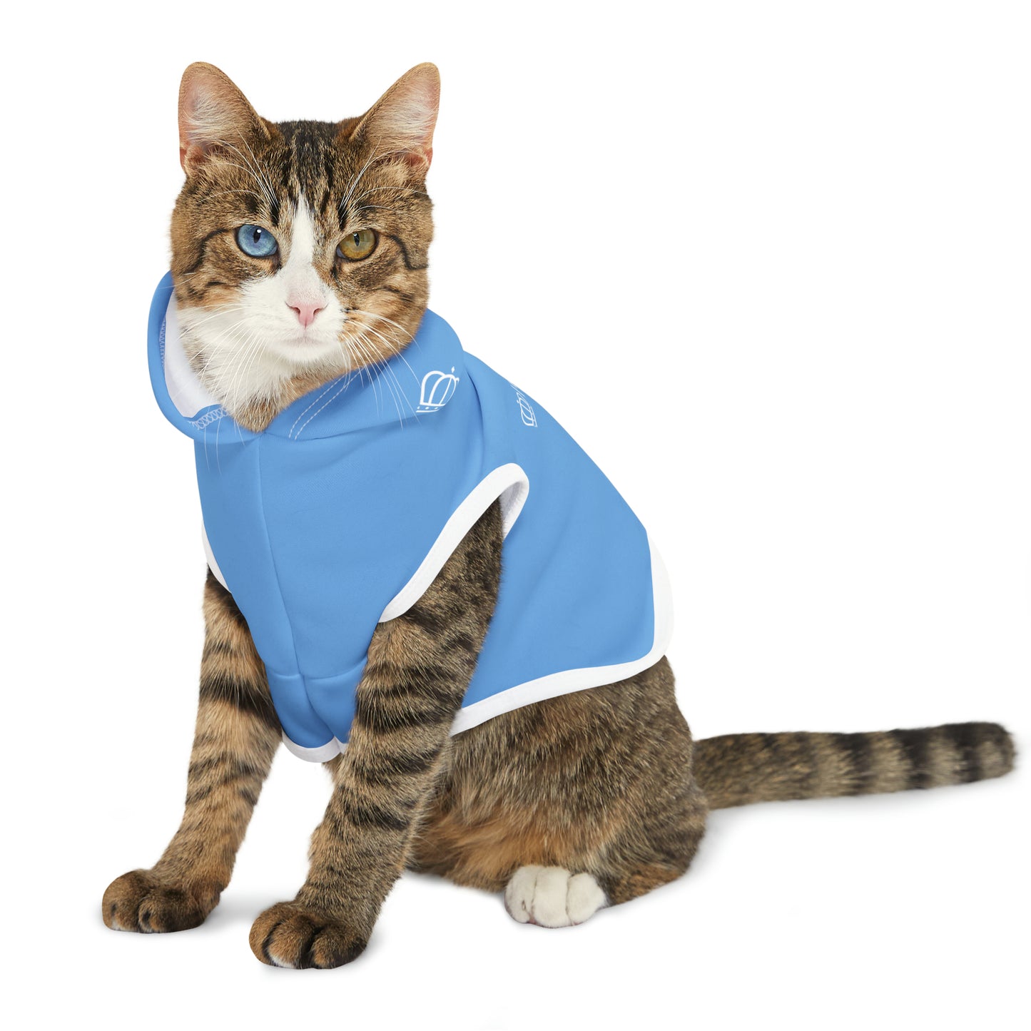 Baby blue on white pet hoodie