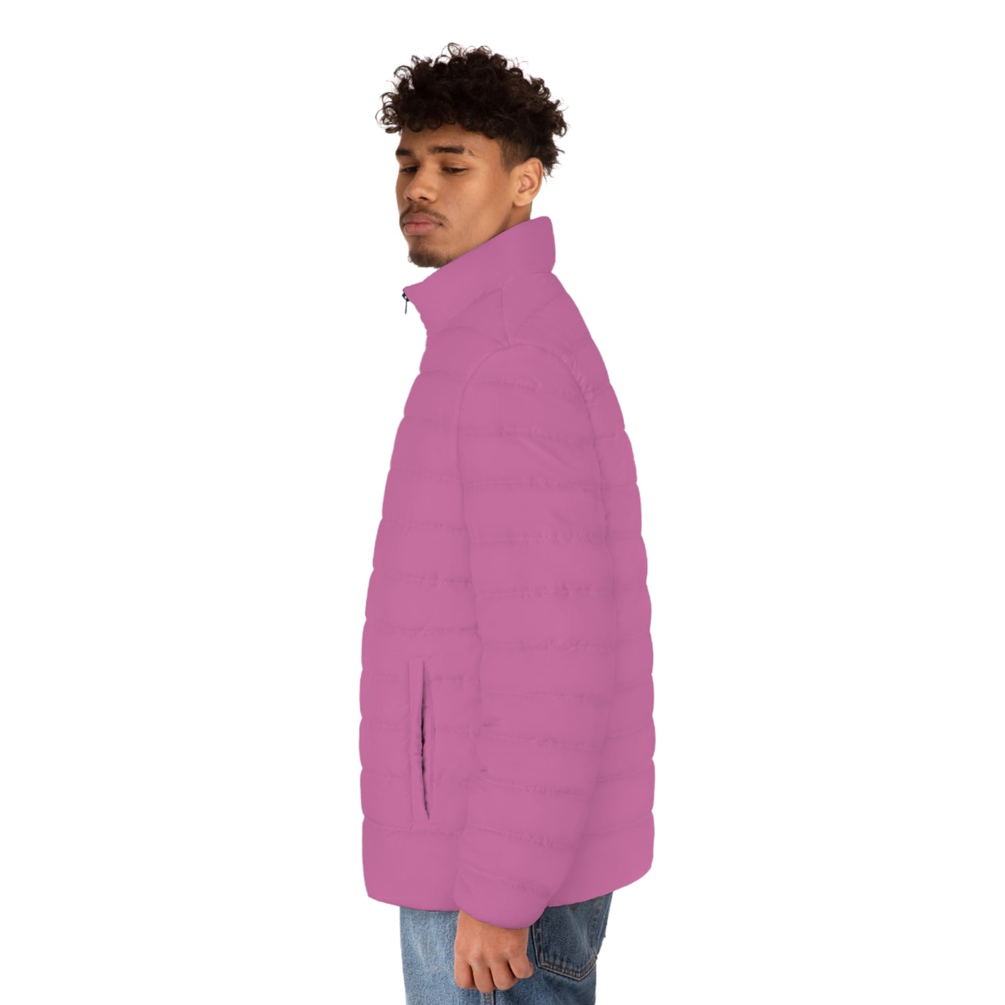 Flamingo Pink Men's Puffer Jacket