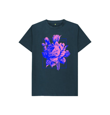 Denim Blue Kid\u2019s Retro Flower T- Shirt