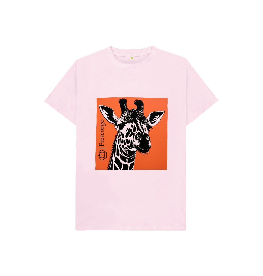 Pink Kid\u2019s Organic Cotton Retro Giraffe tee