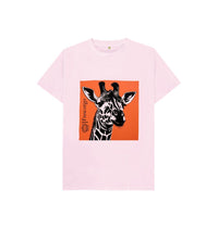 Pink Kid\u2019s Organic Cotton Retro Giraffe tee