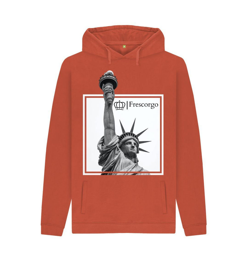 Rust Men\u2019s Organic Cotton Statue Of Liberty Hoodie