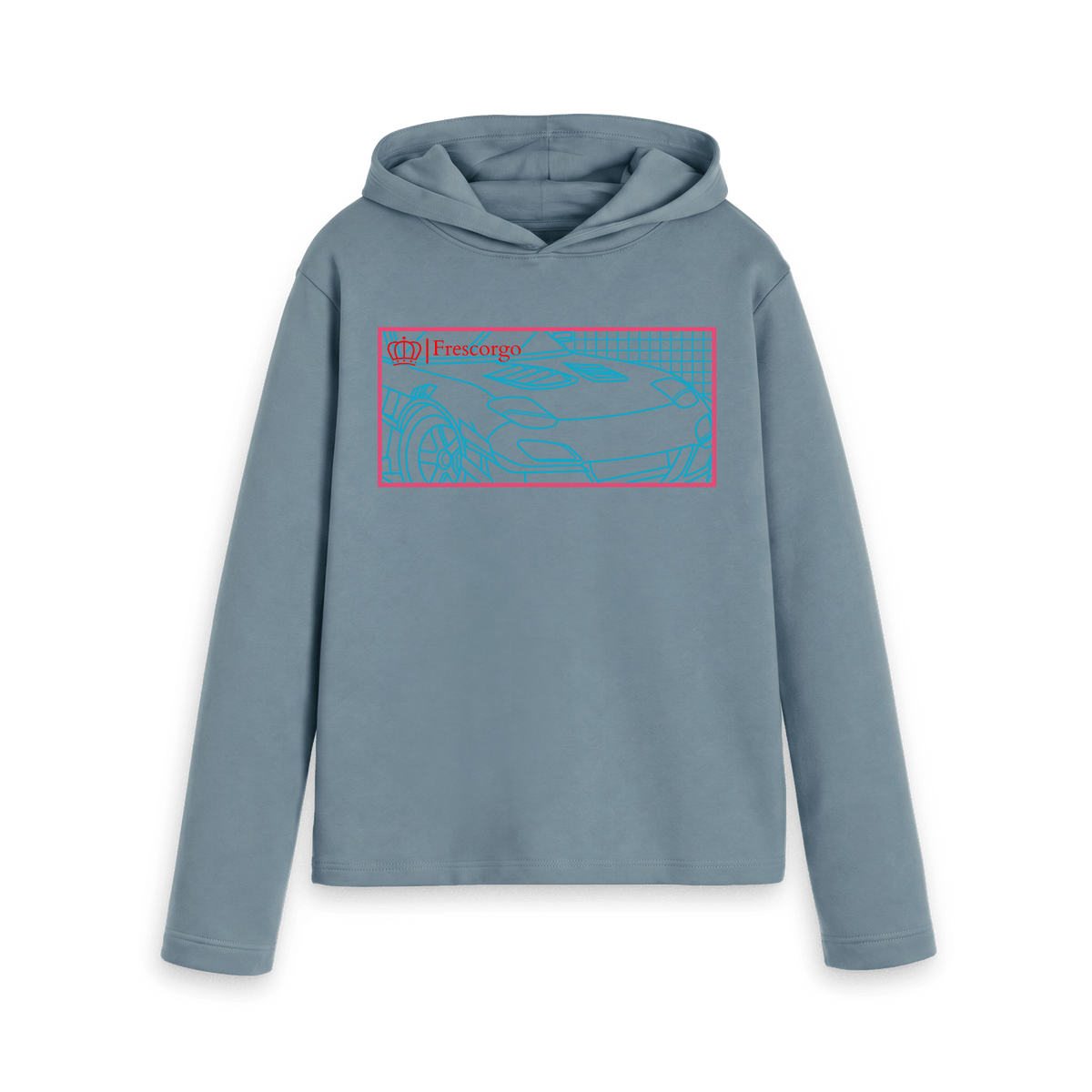 Stone Blue Printed Hoody Front