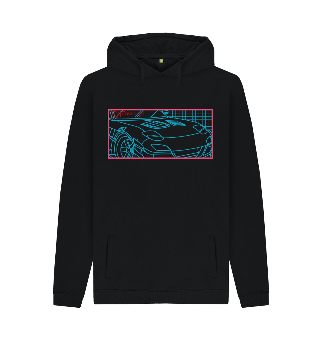 Black Printed Hoody Front