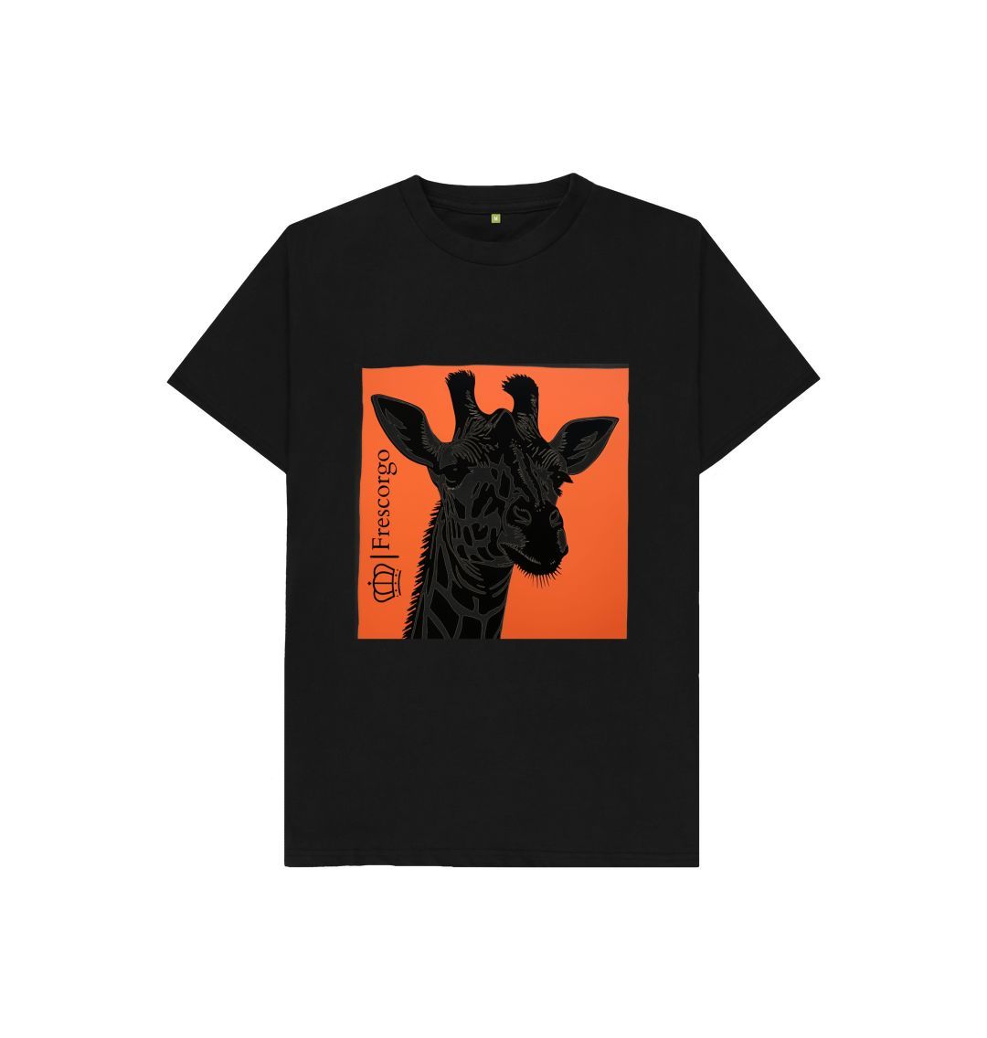 Black Kid\u2019s Organic Cotton Retro Giraffe tee