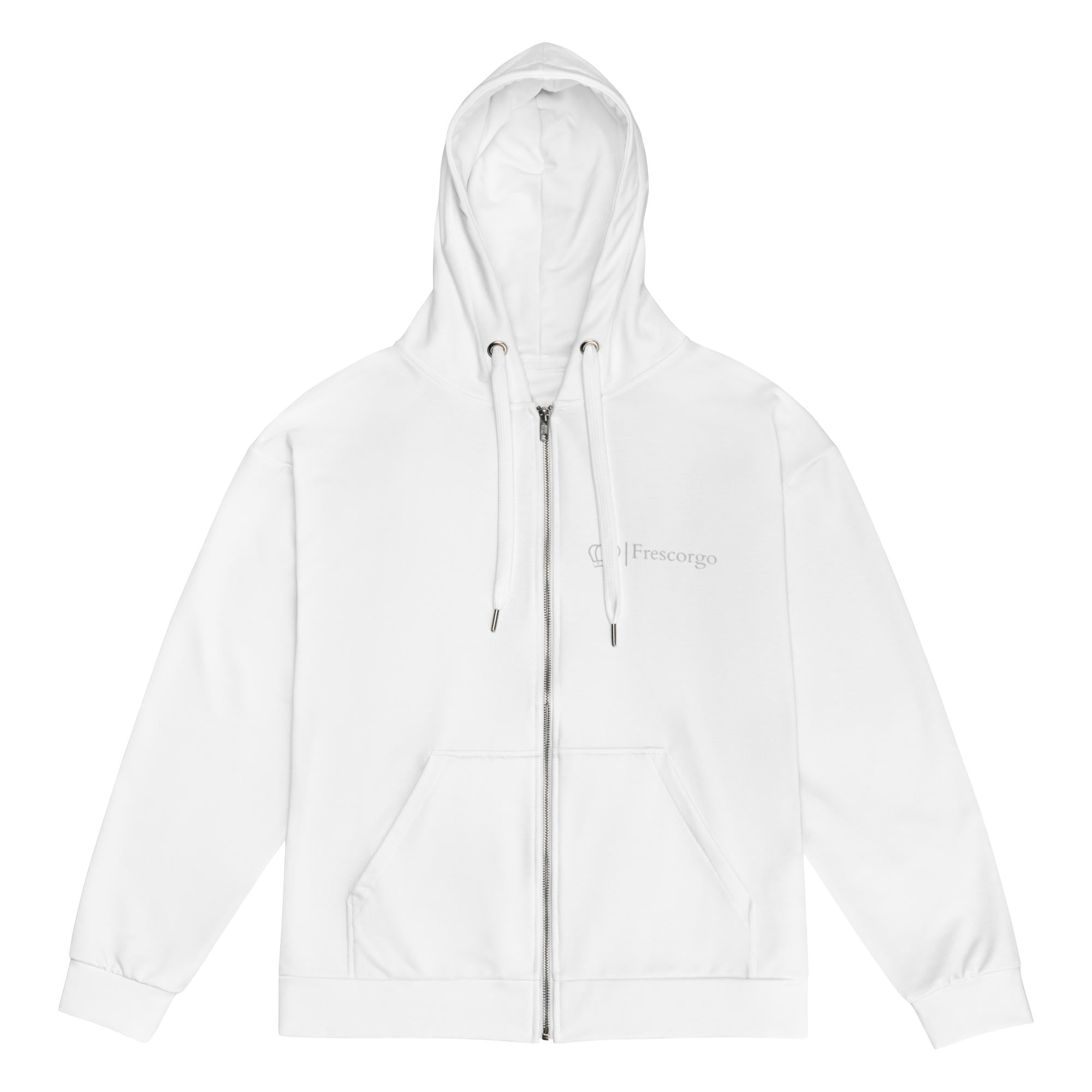 Eco Vanilla White Unisex Zip Hoodie