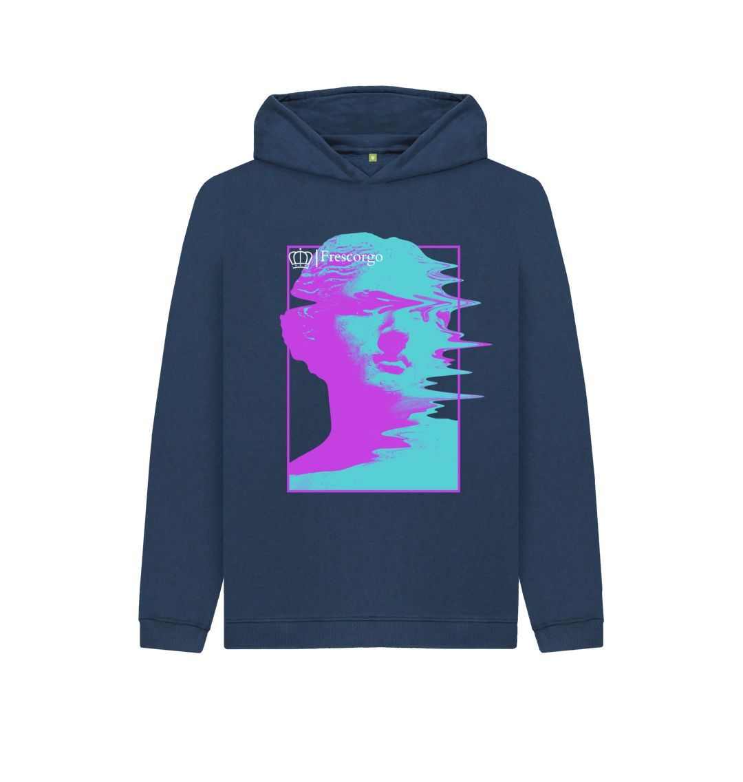 Navy Blue Kid\u2019s Blurry Statue Hoodie