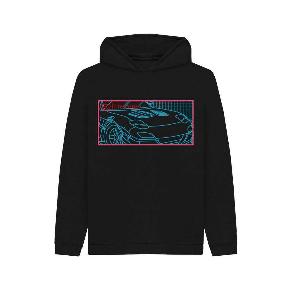 Black Kid\u2019s Red and Blue Car Hoodie