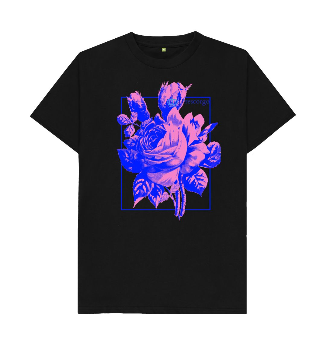 Black Men\u2019s Retro Flower T- Shirt