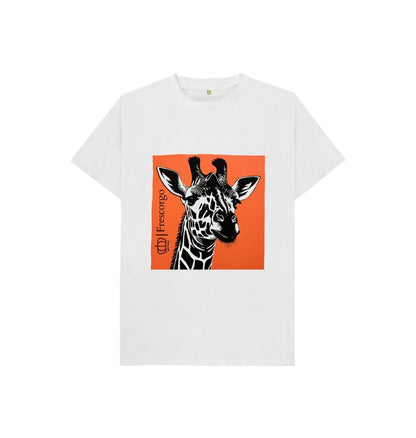 White Kid\u2019s Organic Cotton Retro Giraffe tee