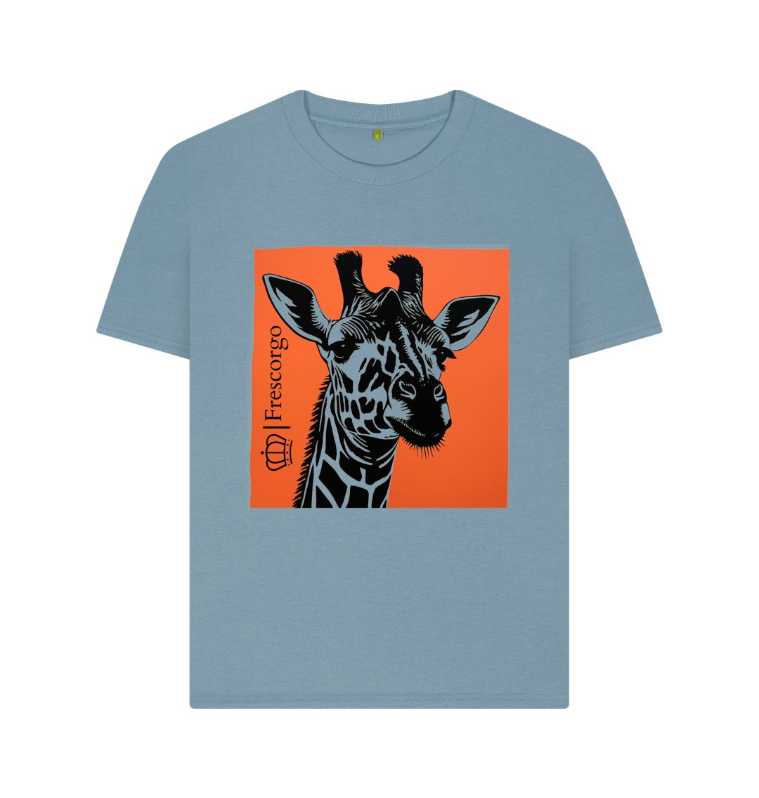 Stone Blue Women\u2019s Organic Cotton Retro Giraffe tee