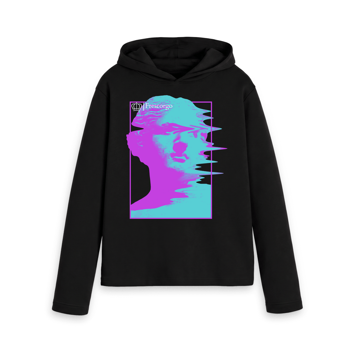 Black Printed Hoody Front