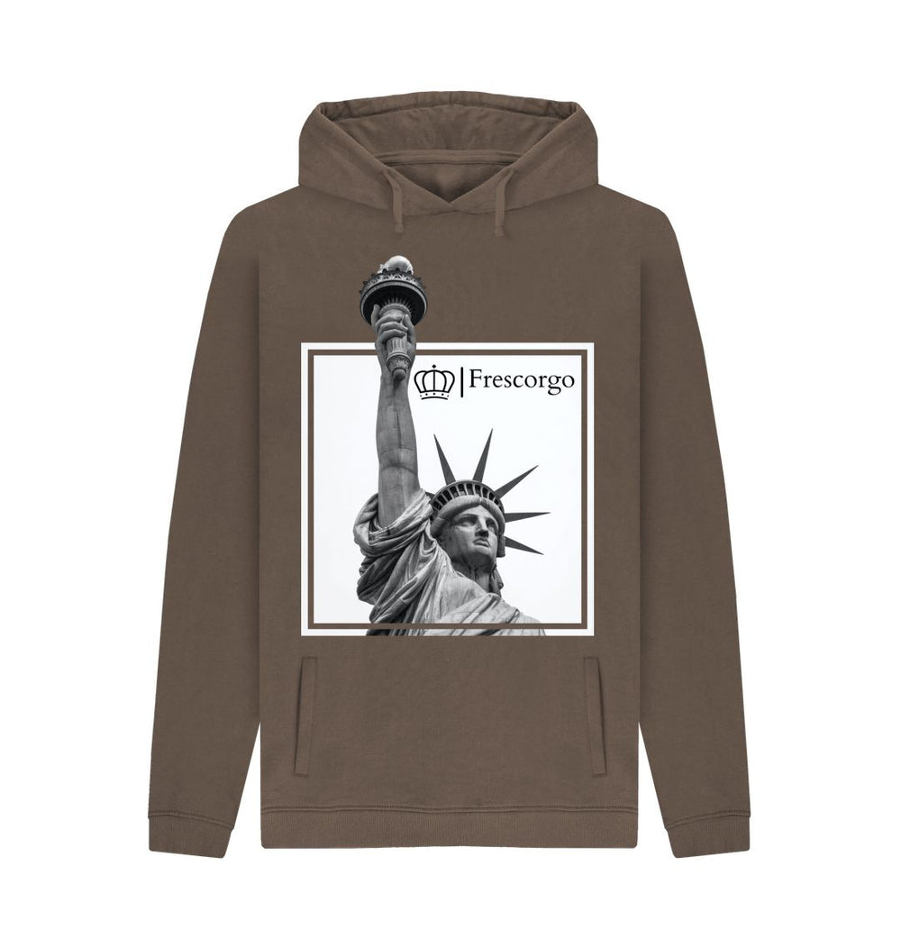 Chocolate Men\u2019s Organic Cotton Statue Of Liberty Hoodie