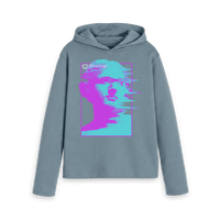 Stone Blue Printed Hoody Front