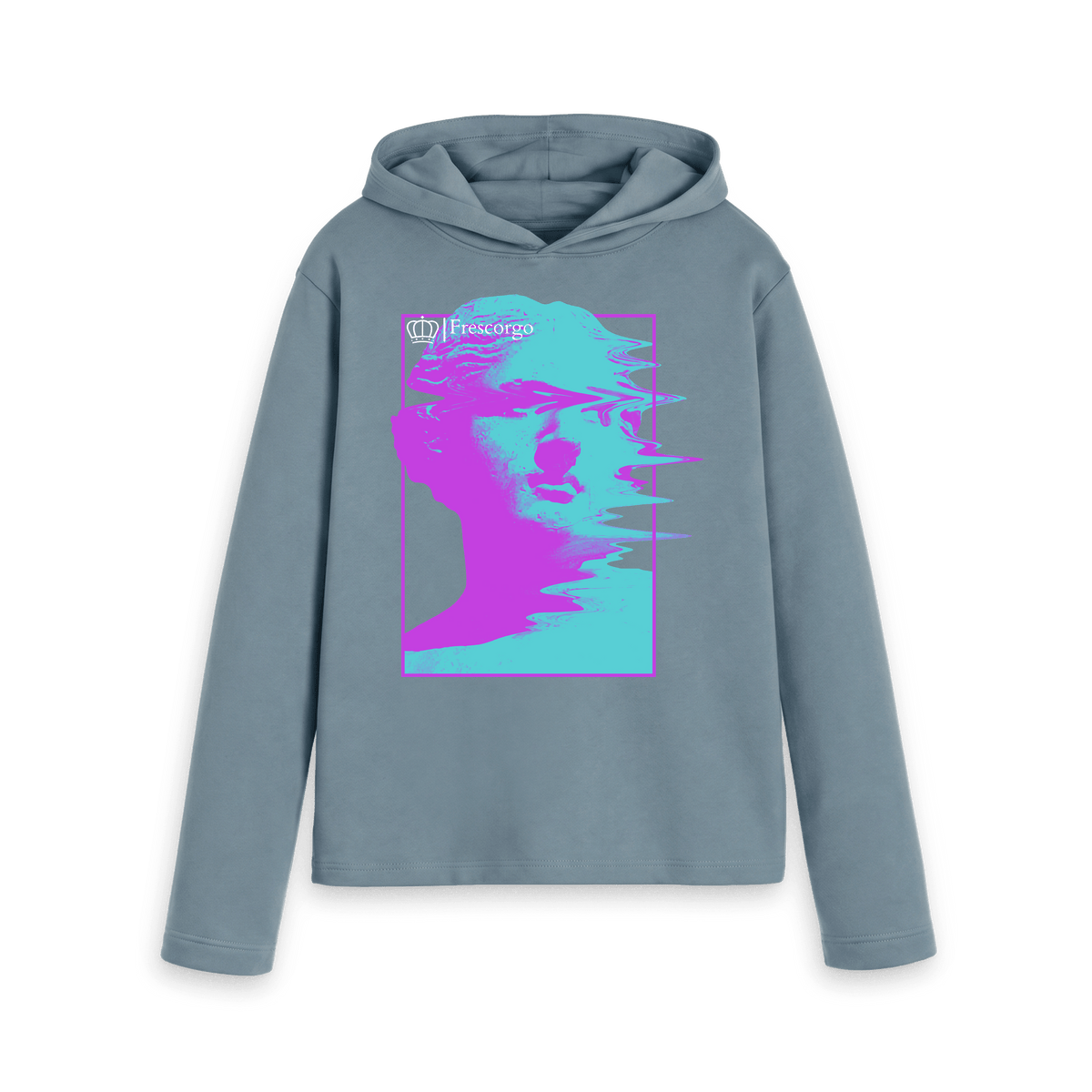 Stone Blue Printed Hoody Front