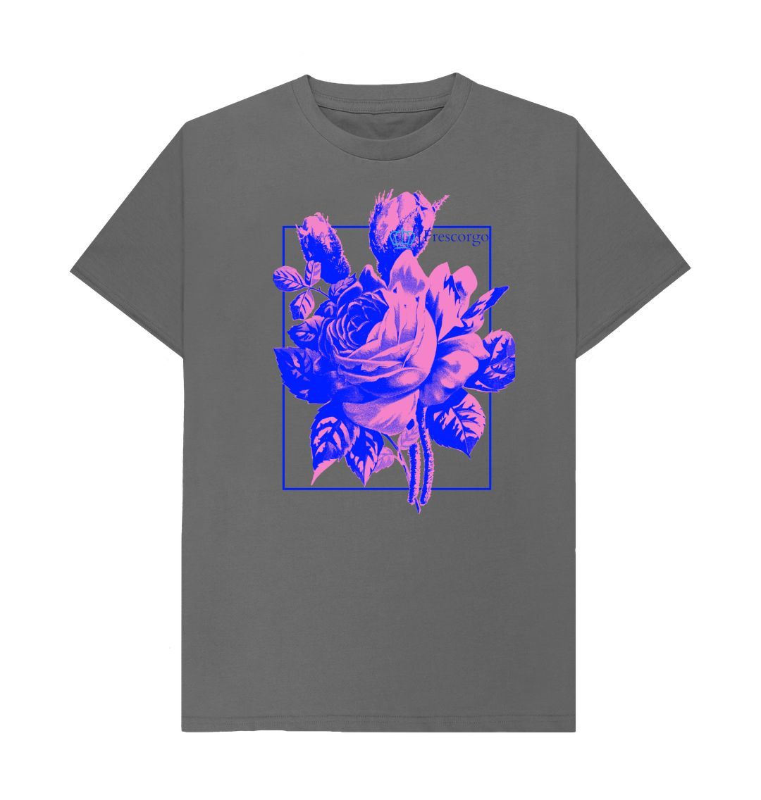 Slate Grey Men\u2019s Retro Flower T- Shirt