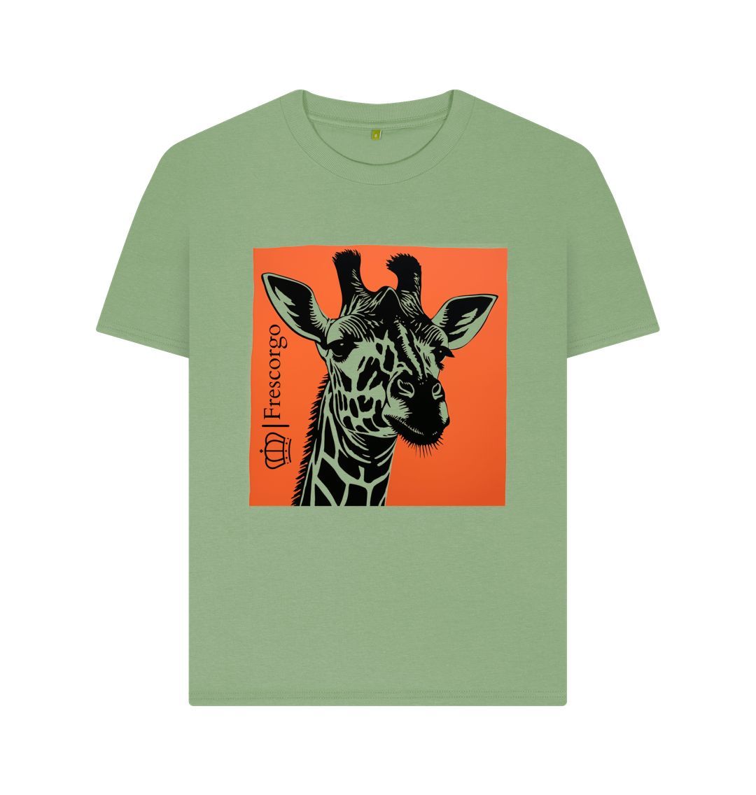 Sage Women\u2019s Organic Cotton Retro Giraffe tee