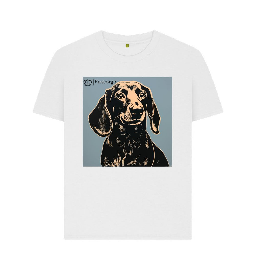 White Women\u2019s Frescorgo Yellow and Black Dog Tee