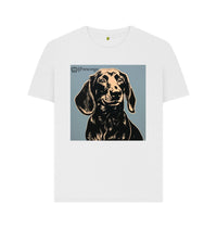 White Women\u2019s Frescorgo Yellow and Black Dog Tee