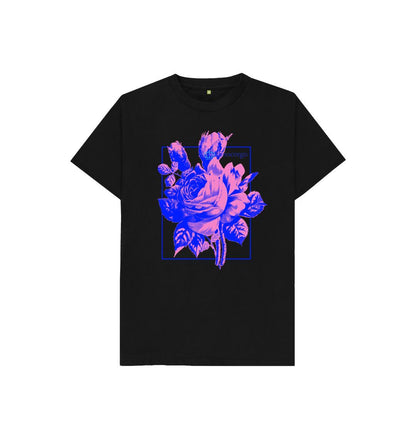 Black Kid\u2019s Retro Flower T- Shirt