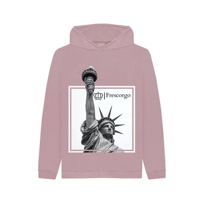 Mauve Youth Organic Cotton Statue Of Liberty Hoodie