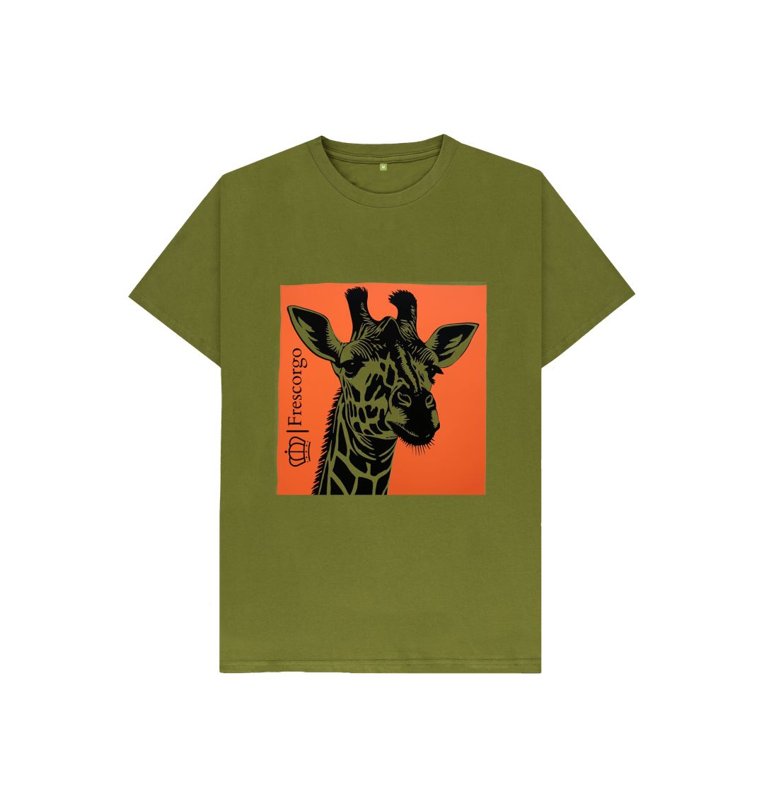 Moss Green Kid\u2019s Organic Cotton Retro Giraffe tee