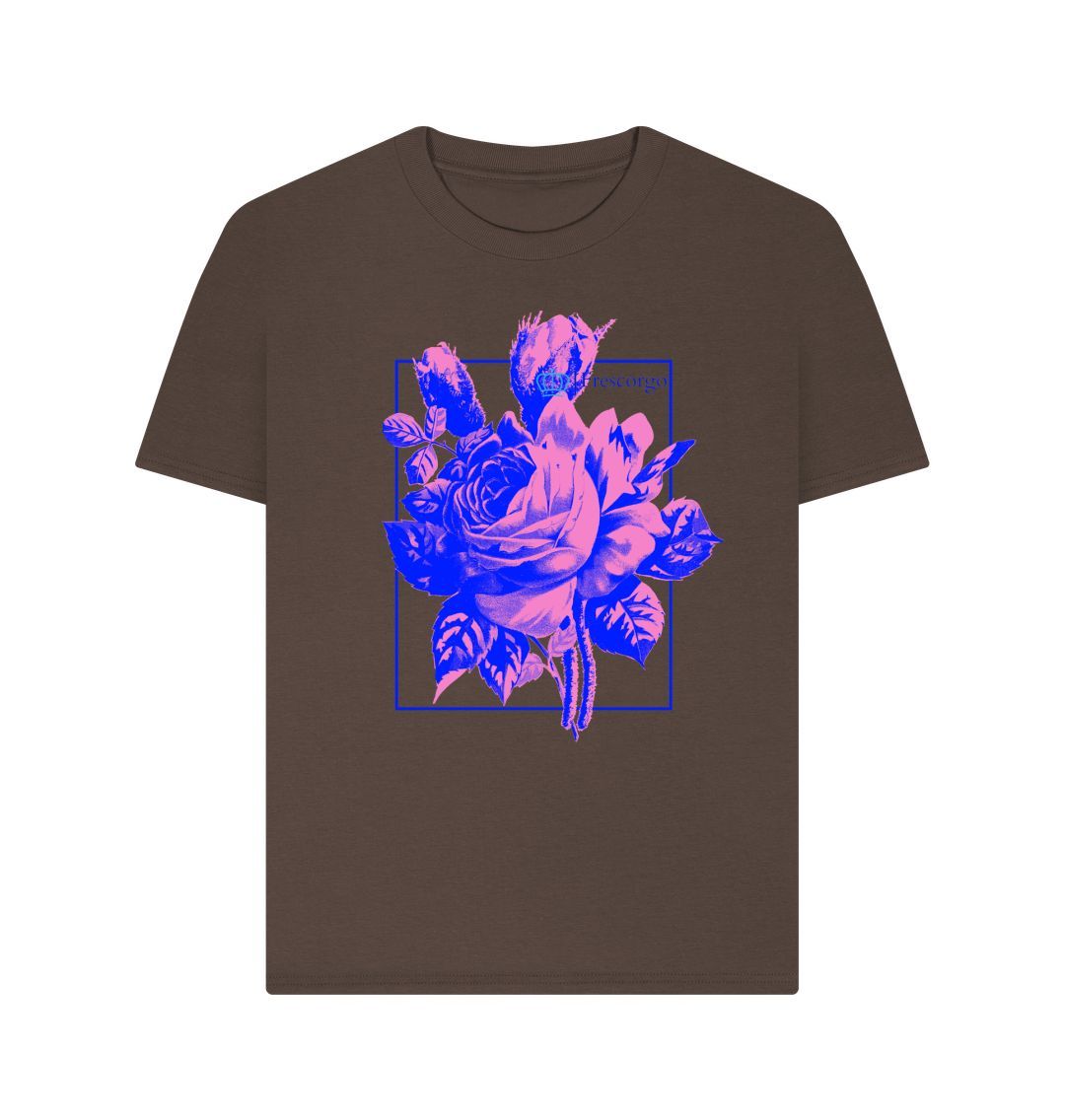 Chocolate Women\u2019s Retro Flower T- Shirt