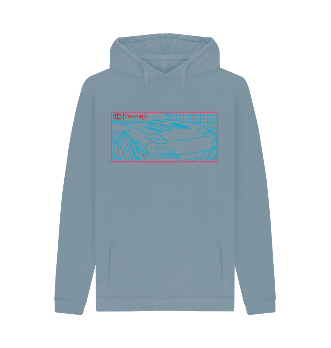 Stone Blue Printed Hoody Front