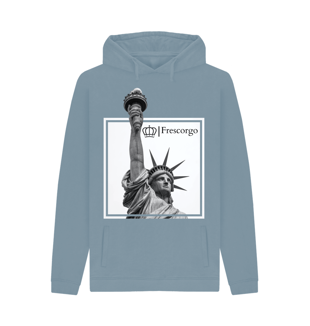 Stone Blue Printed Hoody Front