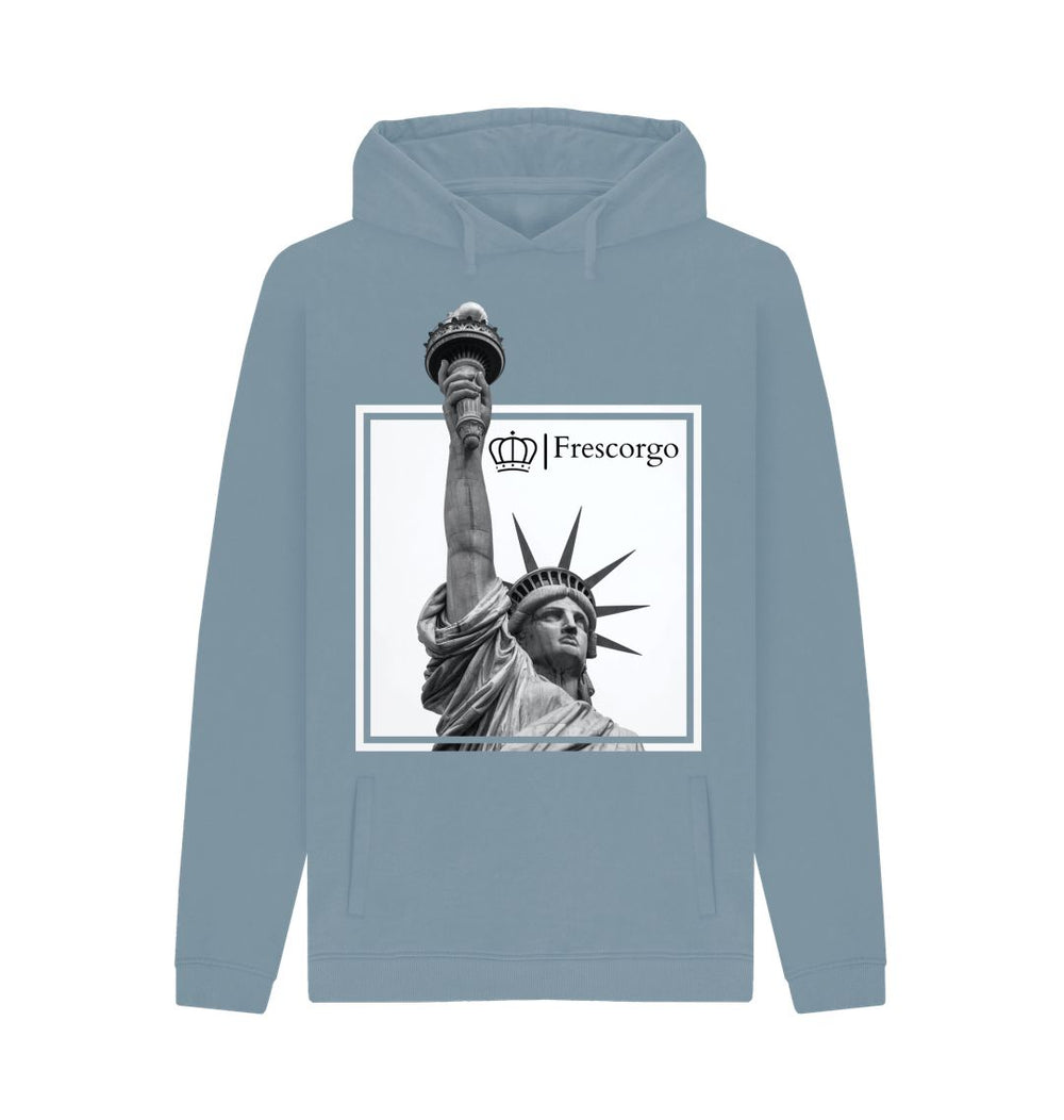 Stone Blue Men\u2019s Organic Cotton Statue Of Liberty Hoodie