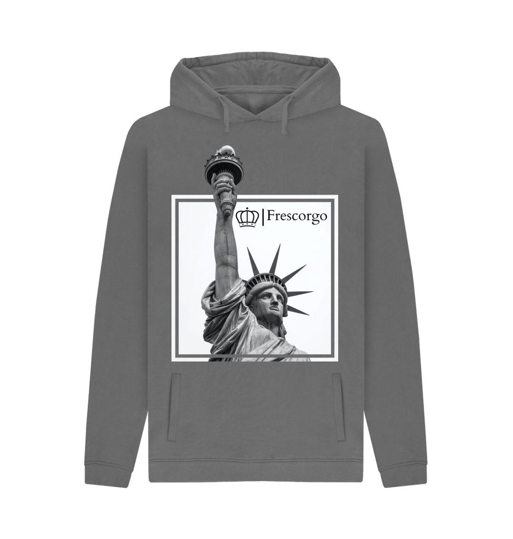 Slate Grey Men\u2019s Organic Cotton Statue Of Liberty Hoodie