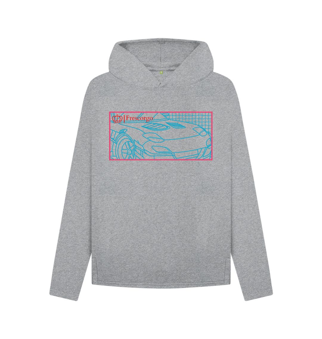 Athletic Grey Women\u2019s Red and Blue Car Hoodie