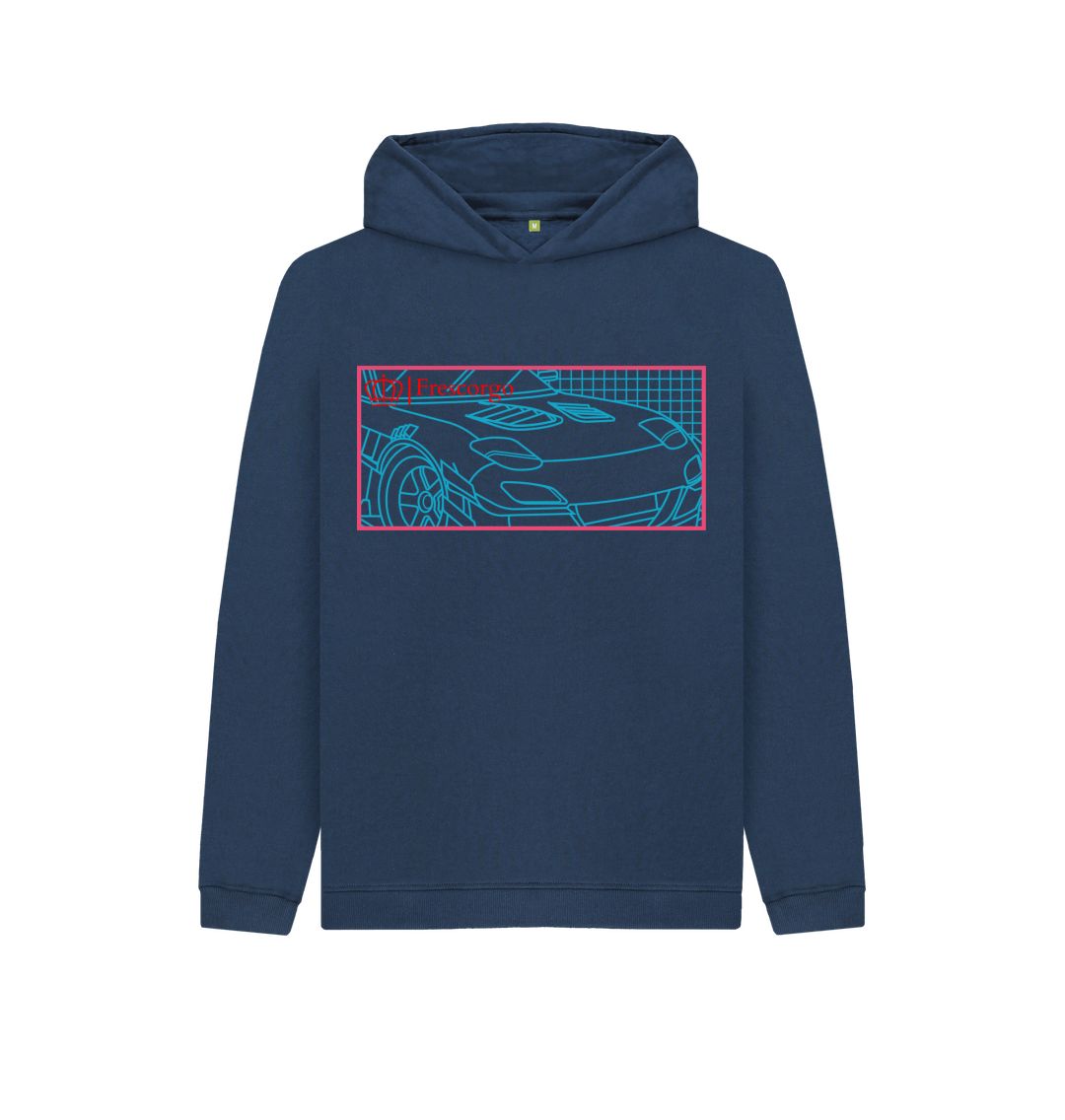 Navy Blue Kid\u2019s Red and Blue Car Hoodie