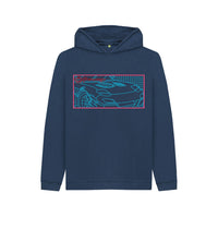 Navy Blue Kid\u2019s Red and Blue Car Hoodie