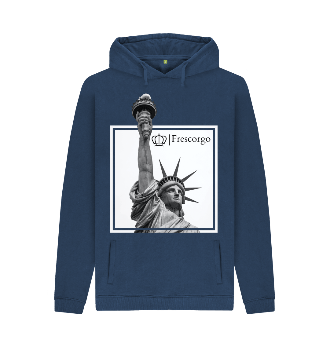 Navy Printed Hoody Front