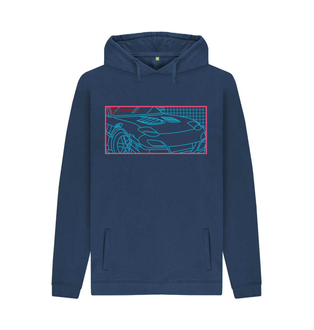 Navy Printed Hoody Front