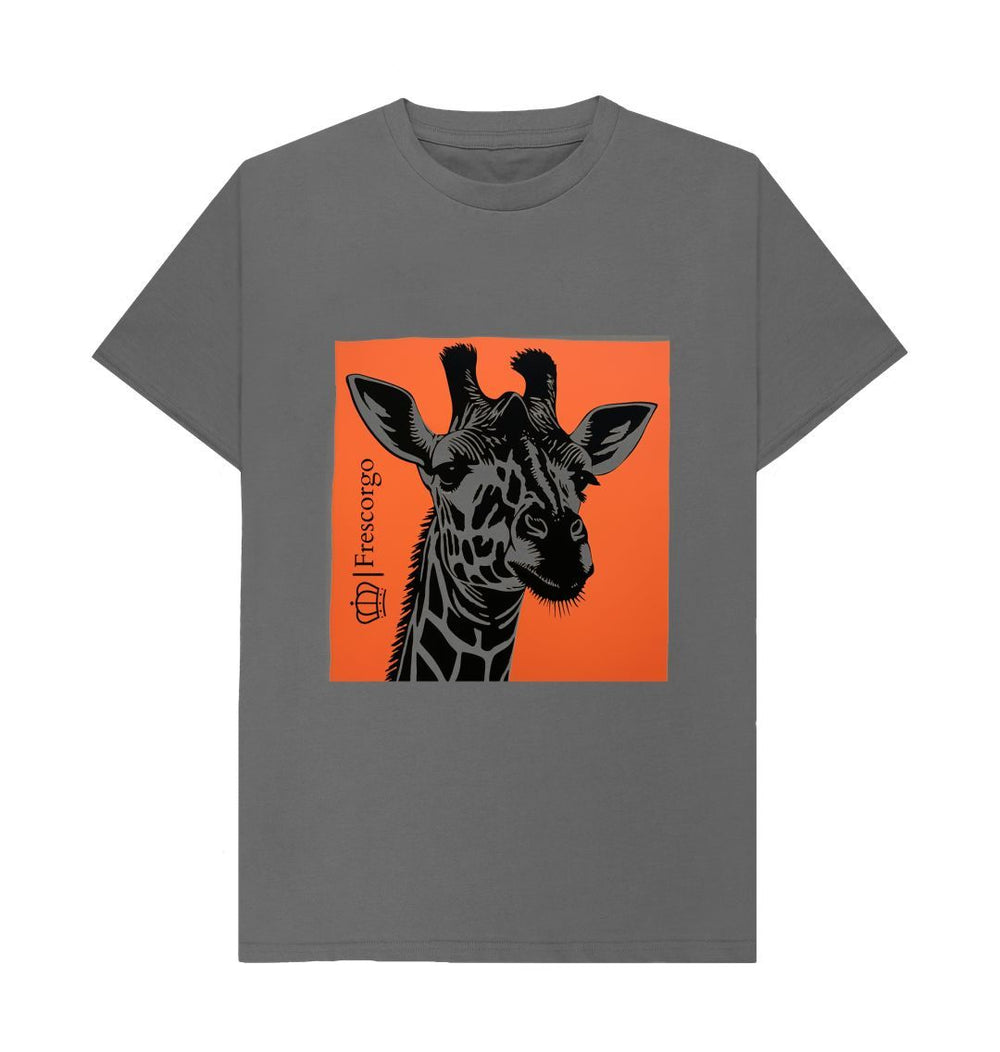 Slate Grey Men\u2019s Organic Cotton Retro Giraffe tee