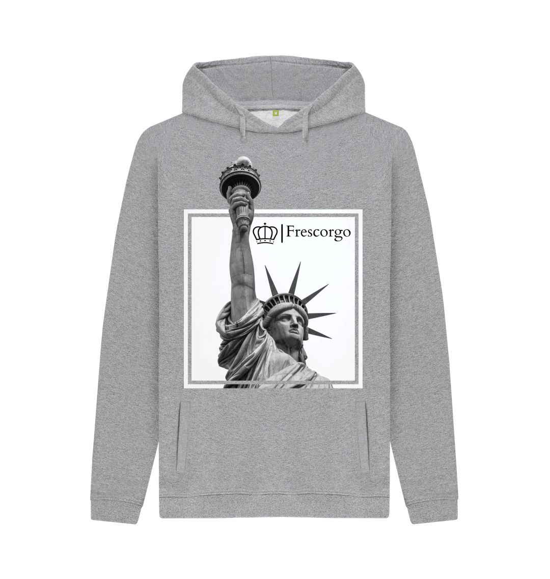 Light Heather Men\u2019s Organic Cotton Statue Of Liberty Hoodie