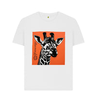 White Women\u2019s Organic Cotton Retro Giraffe tee