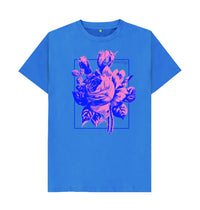 Bright Blue Men\u2019s Retro Flower T- Shirt