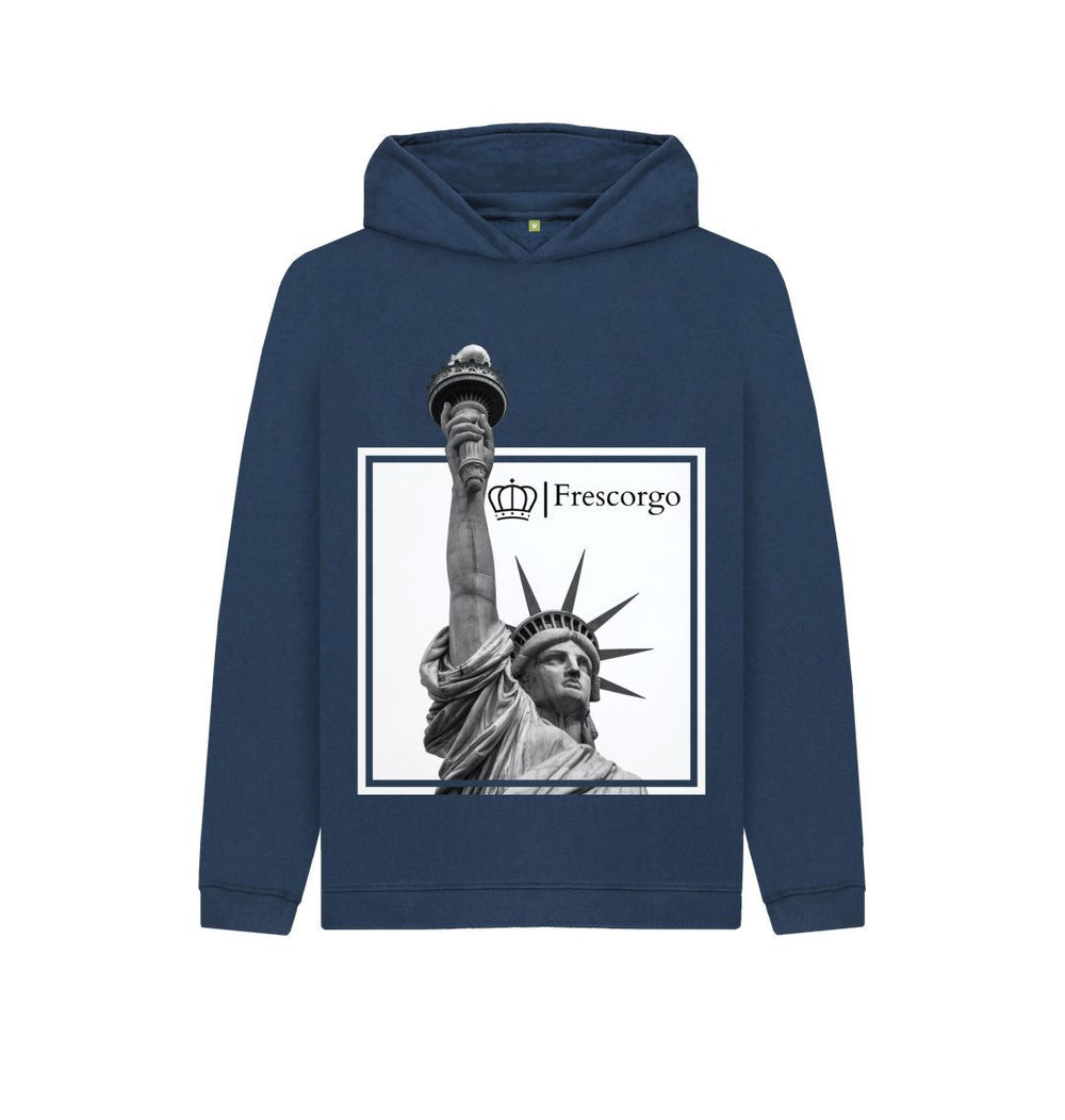 Navy Blue Youth Organic Cotton Statue Of Liberty Hoodie