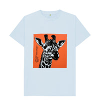 Sky Blue Men\u2019s Organic Cotton Retro Giraffe tee