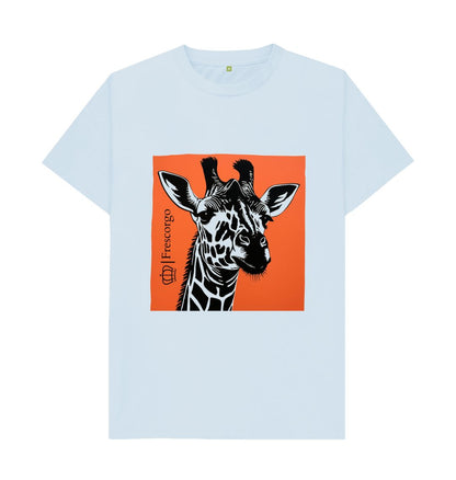 Sky Blue Men\u2019s Organic Cotton Retro Giraffe tee