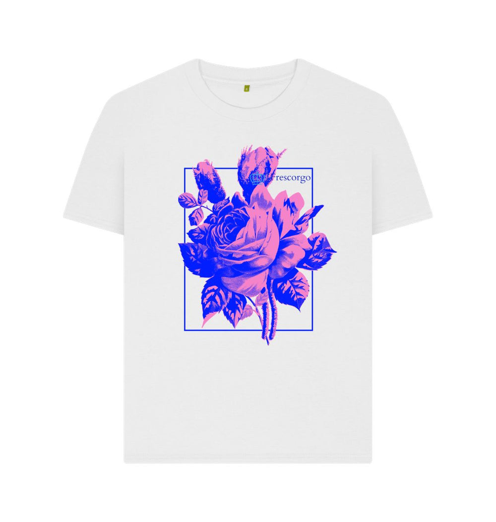 White Women\u2019s Retro Flower T- Shirt